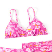 Traje de baño de verano para niñas florales Conjunto de bikini de natación de tres piezas para niñas pequeñas