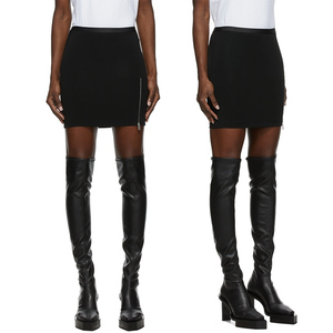 <span class=keywords><strong>Jupe</strong></span> courte en <span class=keywords><strong>jersey</strong></span> sport avec ceinture <span class=keywords><strong>élastique</strong></span> noire personnalisée Minijupe zippée pour femmes pour filles - Product Image 1