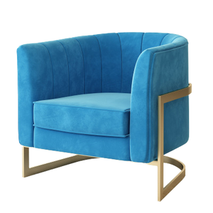 Sofá de Diseño Nórdico para Sala de Estar, Sofá Individual Moderno y Lujoso para Dormitorio, con Estructura Metálica Dorada - Product Image 1