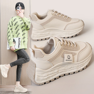 Zapatos de Mujer 2026, Impermeables, Casuales, Transpirables, Blancos, con Cordones, Punta Redonda, Suela Plana, para Primavera, Otoño e Invierno - Product Image 1