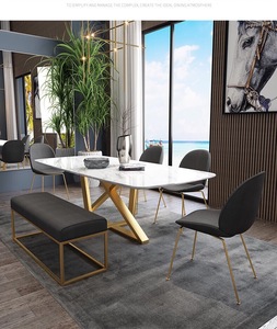 Luxury Smart <b>Marble</b> <b>Top</b> Dining Table Set Modern Designs With Metal Legs 6 Chairs Table Italian <b>Marble</b> Dining Table Table - Product Image 2