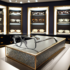 CH8012 Nouvelles Lunettes de vue carrées en acier inoxydable, de qualité supérieure, noires marbrées, élégantes, pour myopie - Product Image 1