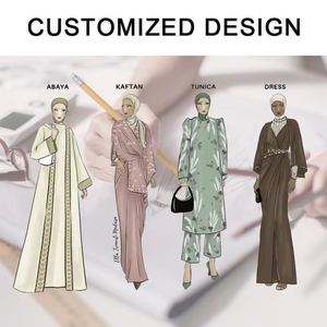 Fabrication de vêtements OEM ODM, Abaya sur mesure, faible MOQ, vêtements de haute qualité, designs d'Abayas de Dubaï et du Qatar, Abaya ouverte musulmane - Product Image 2