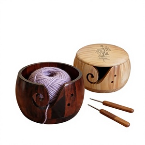 Bol à fil en bois AZ ENTERPRISES, design simple et rond, portable, 15 cm, épaisseur 5 mm, fourniture artisanale durable pour le tricot à la main - Product Image 5