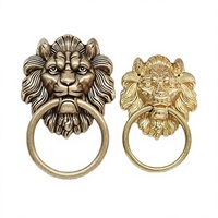 Battant de porte en laiton massif antique à tête de lion, design rustique, pour entrée, armoire et commode