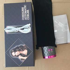 Cordless Automatic Hair Curler With Lcd Display Gray White Usb Rechargeable For Dry And Wet Hair - Product Image 1