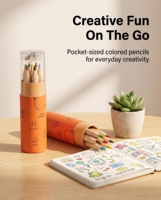 Crayons de couleur en tube avec taille-crayon intégré, 6 couleurs, mini, en bois naturel, hexagonaux, tube écologique en kraft, cadeau pour enfants, cadeau de fête, personnalisable OEM