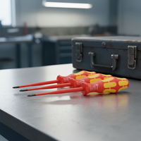 Jeu de tournevis d'électricien Wera 5 pièces entièrement isolés, manche en plastique, têtes plates et cruciformes, OEM disponible pour travaux électriques