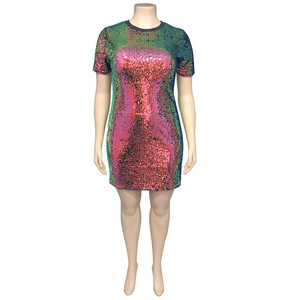 Abiti <span class=keywords><strong>Sexy</strong></span> <span class=keywords><strong>Taglie</strong></span> <span class=keywords><strong>Forti</strong></span> alla Moda, <span class=keywords><strong>Vestiti</strong></span> con Paillettes per Discoteca e Cerimonie - Product Image 2