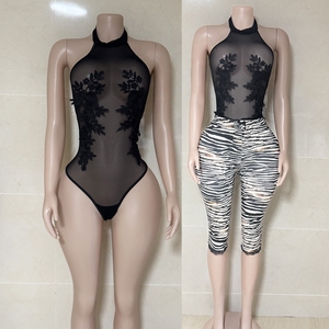 PEEQI New Trendy Women Outfits Lace <strong>See</strong> <strong>Through</strong> <strong>Top</strong> and Shorts 2 Piece Set Sexy Y2k Two Piece Summer 2025 - Product Image 4