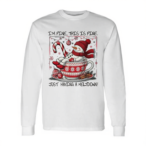 Estoy bien, esto va bien, camiseta de manga larga con diseño de muñeco de nieve navideño, solo estoy teniendo un ataque de pánico - Product Image 2