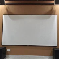 Écran de projection à cadre fixe à bord étroit, verrouillage automatique, montage mural, tissu argenté 3D, cinéma maison
