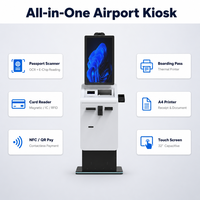 Kiosco de Pago de Autoservicio para Aeropuertos con Pantalla Táctil, Impresora de Etiquetas de Equipaje, Escáner de Pasaportes, Lector de Códigos QR y SDK