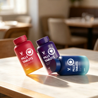 Impression personnalisée disponible, flacon en plastique coloré de 200 cc, flacon vide en plastique pour comprimés, récipient pour capsules de compléments alimentaires