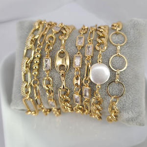 Bracelets pour femmes BC1413, chaîne à maillons rectangulaires en <span class=keywords><strong>or</strong></span> délicat, avec zircon cubique en forme <span class=keywords><strong>de</strong></span> <span class=keywords><strong>grain</strong></span> <span class=keywords><strong>de</strong></span> <span class=keywords><strong>café</strong></span> - Product Image 1