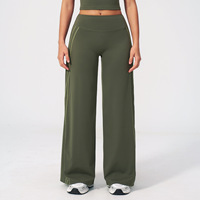 Pantalon de yoga coupe droite effet seconde peau color block pour femme, taille haute, séchage rapide, idéal pour le fitness en extérieur, pantalon de sport ample à jambes larges