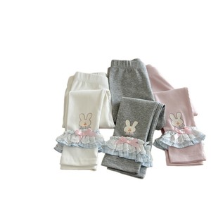 Girls' Spring Autumn Korean Style Lace Leggings Cotton Knitted Pencil Pants With Cupcake Patch For Kids - Product Image 5