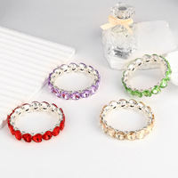 Nouveauté Bracelet en alliage élastique avec boule de cristal colorée, accessoire tendance unisexe, bracelet à breloques en verre DIY