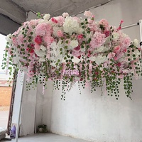 MSFAME Grand cercle de fleurs artificielles roses pour décoration de mariage indien, support de fleurs pour décoration de mariages