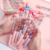 Stylo gel créatif TikTok Influencer avec logo personnalisé, gel liquide effet sable rose et noir, plastique durable, écriture 0,5 mm, mignon et kawaii