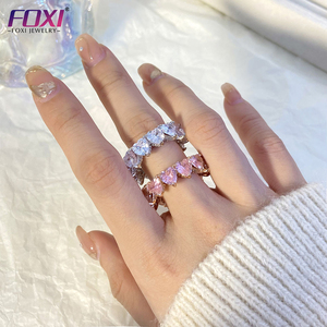 Gran oferta 2024, anillo de circón con forma de corazón Rosa chapado en oro de 18 quilates a la moda delicada para hombres y mujeres - Product Image 3