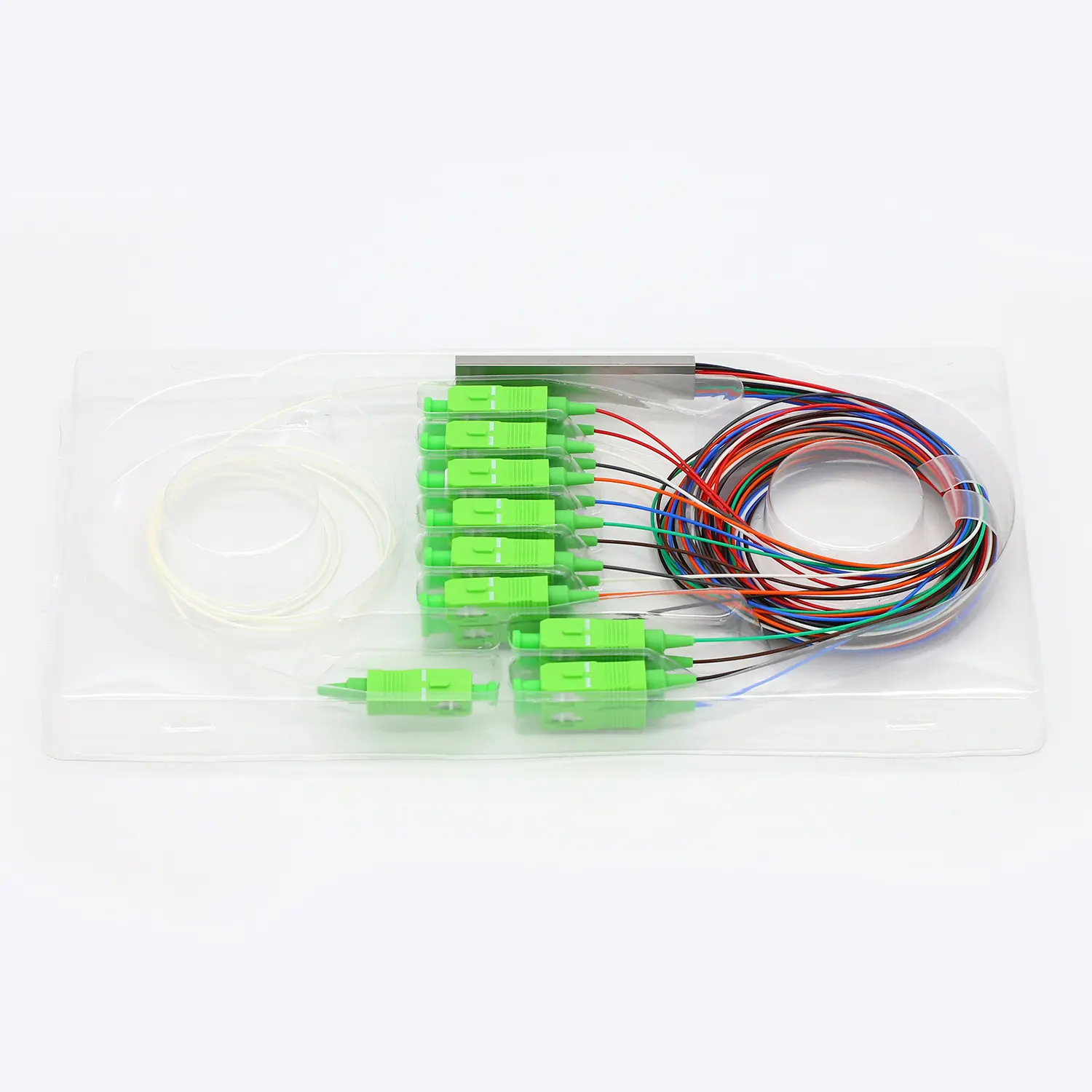 Mini tubo divisor óptico de fibra de 1x8 con conector SC/APC, divisor óptico PLC, caja de plástico FTTH FTTB FTTX, Red 1m/1,5 m