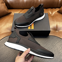 Chaussures de sport de luxe pour hommes, noires, en maille, à enfiler, respirantes, tricotées, légères, avec semelle amortie, pour la marche décontractée et l'athlétisme