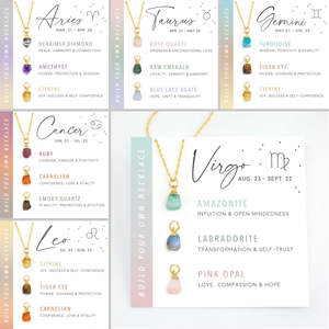 12 oroscopo Birthstone collana Set Dainty Aries zodiaco con oro 18K acciaio inossidabile placcato oro cristallo curativo - Product Image 2