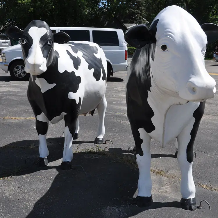 hot sale outdoor decoration life size cow statue resin
