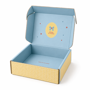 Boîte d'expédition pliante en carton ondulé jaune personnalisée, imprimée et colorée, avec logo, pour cadeau - Product Image 3