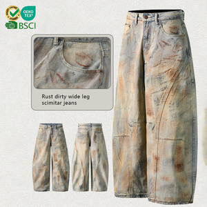 กางเกงยีนส์ทรงสกินนี่ขากว้างเอวกลาง สไตล์วินเทจ Y2K สตรีทแวร์ลำลอง สำหรับผู้ชาย สีเหลืองซีดแบบทำสีเทา ลุคเท่ๆ ใส่ไปงานปาร์ตี้ได้ ลดราคาพิเศษ - Product Image 1