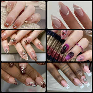 100 faux ongles amande ovales dépolis de longueur moyenne, type split, pour salon de manucure et nail art - Product Image 6