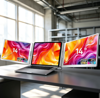 Écran portable 14 pouces à double écran pliable, moniteur d'extension d'écran pour ordinateur portable, écran tout-en-un pour ordinateur portable, 1 câble FHD