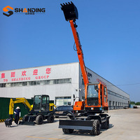 Excavatrice sur pneus SHANDING 15 tonnes SD135W à bas prix avec système hydraulique, excavatrices en stock