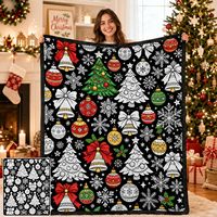 Couverture de Noël à colorier soi-même, double couche en flanelle, à peindre à la main, style graffiti, cadeau de Noël