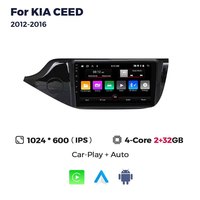 Pour KIA CEED 2012-2016 Autoradio Carplay GPS Navigation Android Auto Android  Écran DVD Systèmes intelligents 4 cœurs