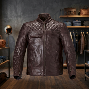Chaqueta Deportiva de Invierno BS International de Cuero de Búfalo Auténtico con Cuello Mao y Cierre de Cremallera, Unisex, Ecológica - Product Image 1