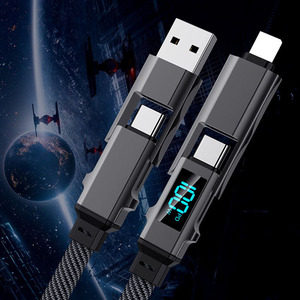 Cavo Dati di Ricarica Rapida 4 in <span class=keywords><strong>1</strong></span> Aggiornato con Display LED, Intrecciato Piatto in Lega di Zinco, USB/Type-<span class=keywords><strong>C</strong></span> a Type-<span class=keywords><strong>C</strong></span>/8 Pin, 1M/<span class=keywords><strong>1</strong></span>.5M/2M per iPhone 17 - Product Image 3
