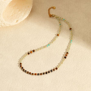 Cadena de clavícula de acero inoxidable, collar de piedra Natural, collar con colgante de cuentas de estilo Retro para playa - Product Image 5