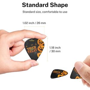 6 packs de médiators de guitare citrouille d'Halloween 0.46 0.71 0.93mm mince moyen lourd-accessoire de tour ou de friandise pour instruments à cordes - Product Image 4