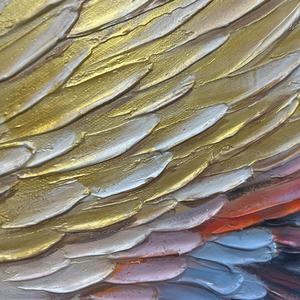 Pintura al Óleo sobre Lienzo de Alas de Ángel Panorámicas en Tono Beige Dorado, Arte Mural Texturizado 3D Hecho a Mano para Sala de Estar o Dormitorio - Product Image 6