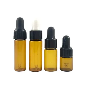 Thin glass bottle sample 2ml 4ml 1ml amber vial 2 ml 3 ml essential oil dropper bottle with pipette