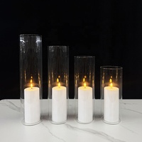 Vase cylindrique en verre transparent pour centre de table de mariage, porte-bougie pour la décoration d'événements et de fêtes
