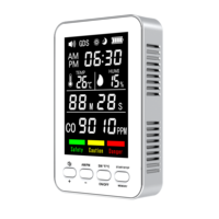 Détecteur d'intérieur multifonctionnel 5 en 1 de la nouvelle génération de l'usine : température/humidité/horloge/détection de monoxyde de carbone, indice de protection IP54, affichage LED