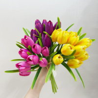 Buket Bunga Tulip Sutra Buatan 34cm yang Sudah Diikat untuk Dekorasi Rumah Musim Semi, Hiasan Meja Vas, Hadiah Pernikahan