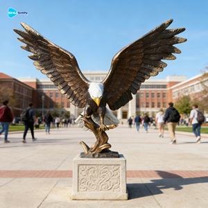 Escultura de Pájaro de Metal Fundido de Alta Calidad para Decoración de Jardín de Villa, Estatua de Águila Calva Voladora de Bronce Grande - Product Image 3