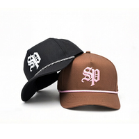 Casquette de baseball structurée à 5 panneaux en coton respirant de qualité supérieure, brodée, pour sports de plein air, avec cordon
