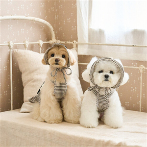 Ropa para mascotas Mono a cuadros en blanco y negro con lazo de cinta Trajes de fiesta para perros Pequeño mediano grande Perro Onsie - Product Image 4