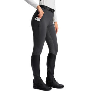 Pantalones de montar a caballo para mujer de fábrica, pantalones de asiento completo de silicona, mallas escolares ecuestres, bolsillo con cremallera, elementos esenciales ecuestres - Product Image 2