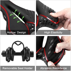 <span class=keywords><strong>Selle</strong></span> de vélo de montagne VTT en <span class=keywords><strong>gel</strong></span> avec ventilation, design noir durable pour hommes et femmes, utilisation toutes saisons - Product Image 4